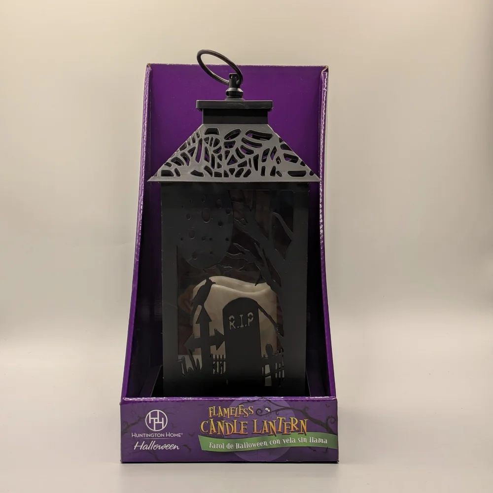 Black Flameless Candle Lantern Halloween Theme